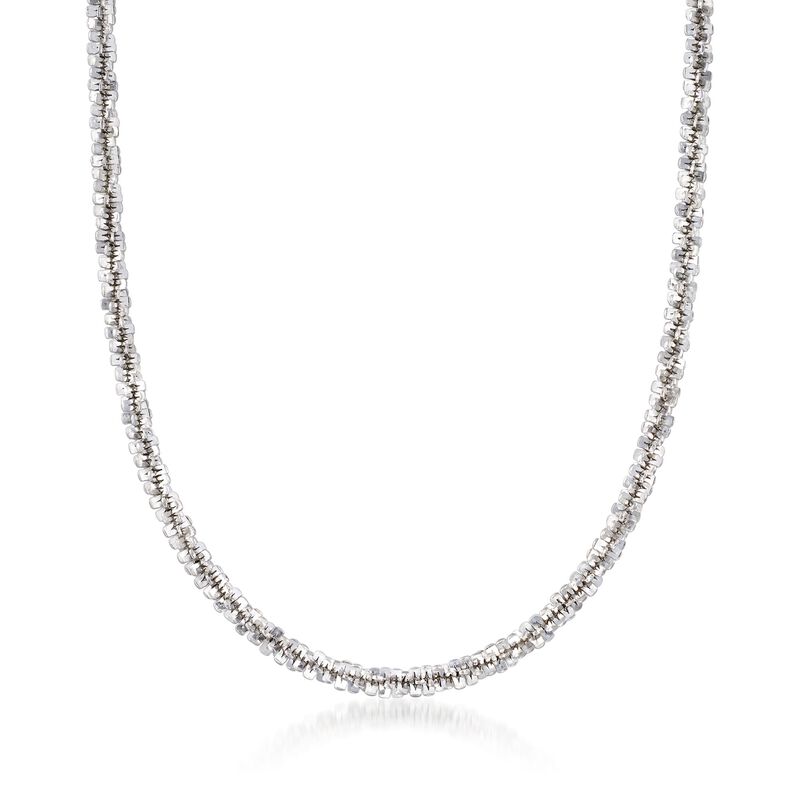 Italian 4mm Sterling Silver Crisscross Chain Necklace image number 0