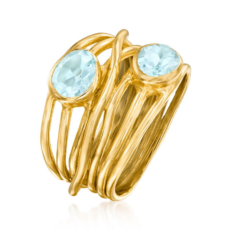 1.70 ct. t.w. Sky Blue Topaz Highway Ring in 18kt Gold Over Sterling image number 2