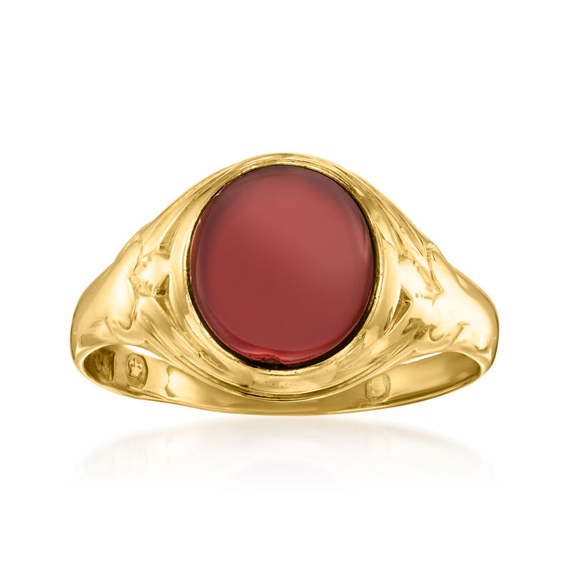 C. 1917 Vintage Carnelian Ring in 18kt Yellow Gold with British Hallmark. Size 7 image number 0