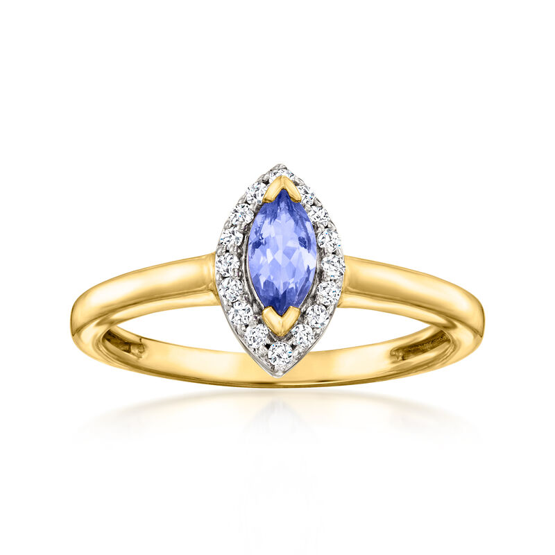 .30 Carat Tanzanite and .20 ct. t.w. White Zircon Ring in 18kt Gold Over Sterling image number 0