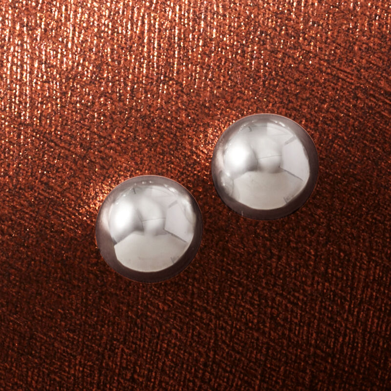 8mm 14kt White Gold Ball Stud Earrings image number 2