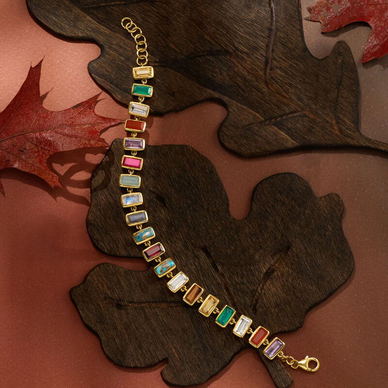 7.20 ct. t.w. Multi-Gemstone Bracelet in 18kt Gold Over Sterling. 7&quot; image number 3