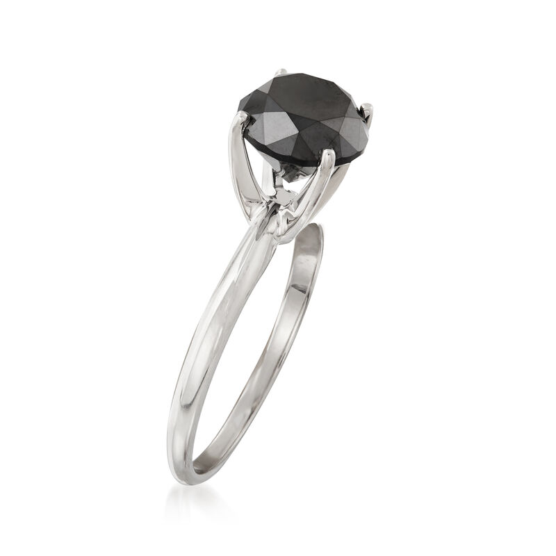3.00 Carat Black Diamond Solitaire Ring in 14kt White Gold image number 2