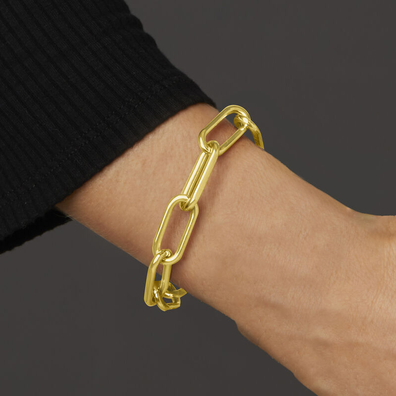 18kt Gold Over Sterling Large Paper Clip Link Bracelet image number 2