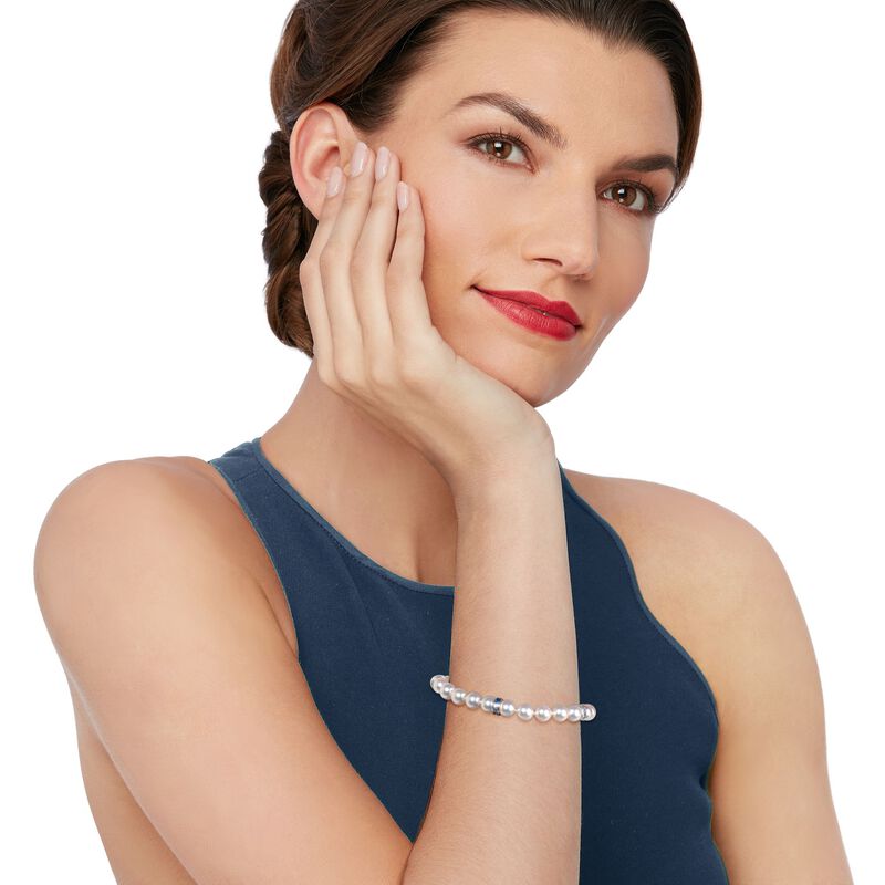 Mikimoto 7-7.5mm A1 Akoya Pearl and Sapphire Bracelet in 18kt White Gold image number 1