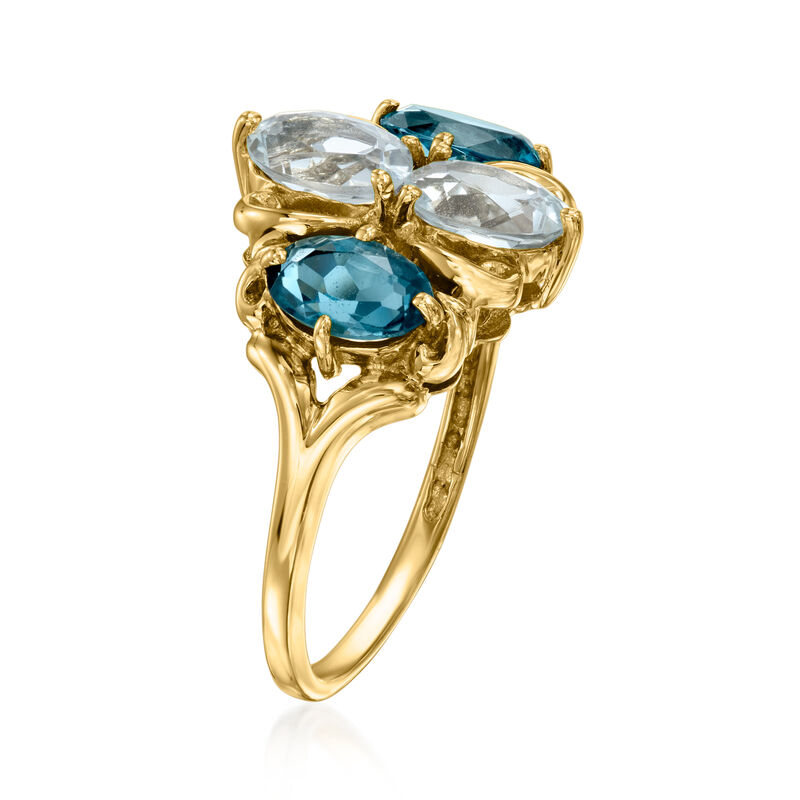 C. 1980 Vintage 2.30 ct. t.w. Sky and London Blue Topaz Ring in 14kt Yellow Gold. Size 6 image number 2