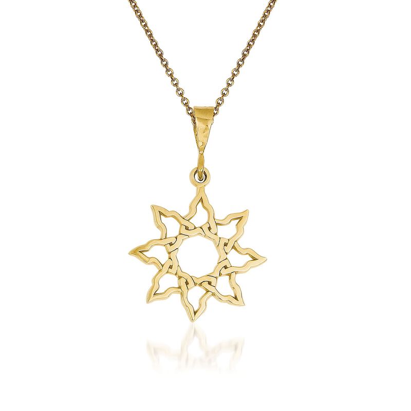 14kt Yellow Gold Sun Pendant Necklace. 18&quot; image number 0