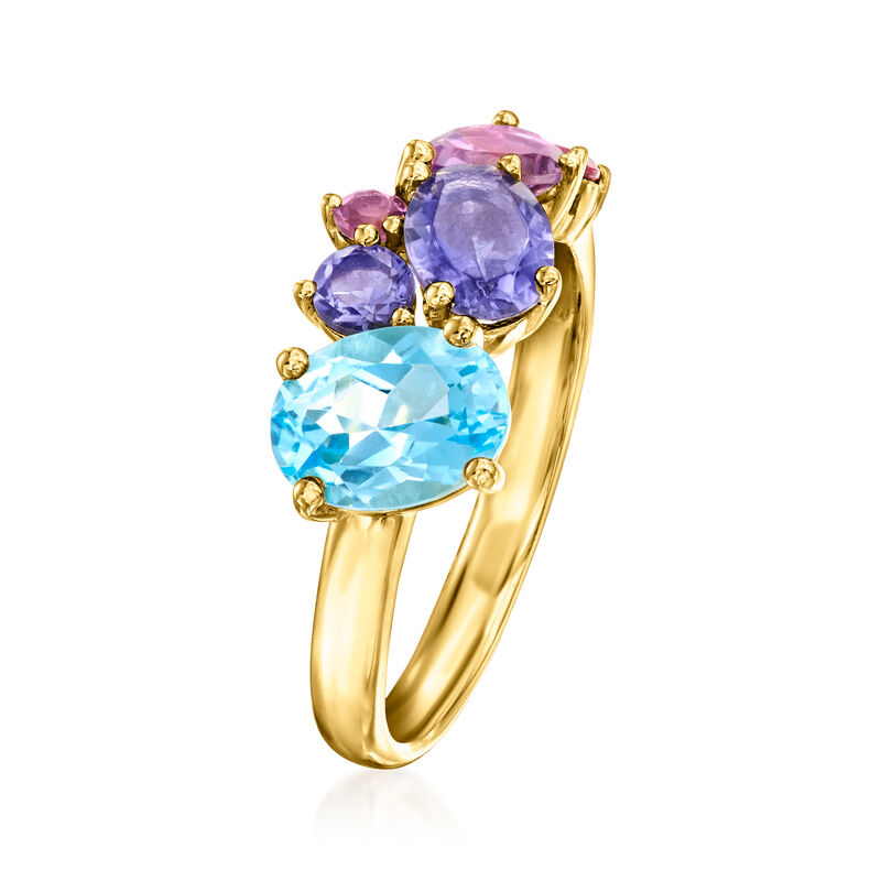 2.35 ct. t.w. Multi-Gemstone Ring in 18kt Gold Over Sterling image number 2