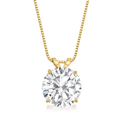2.50 Carat CZ Solitaire Necklace in 14kt Yellow Gold