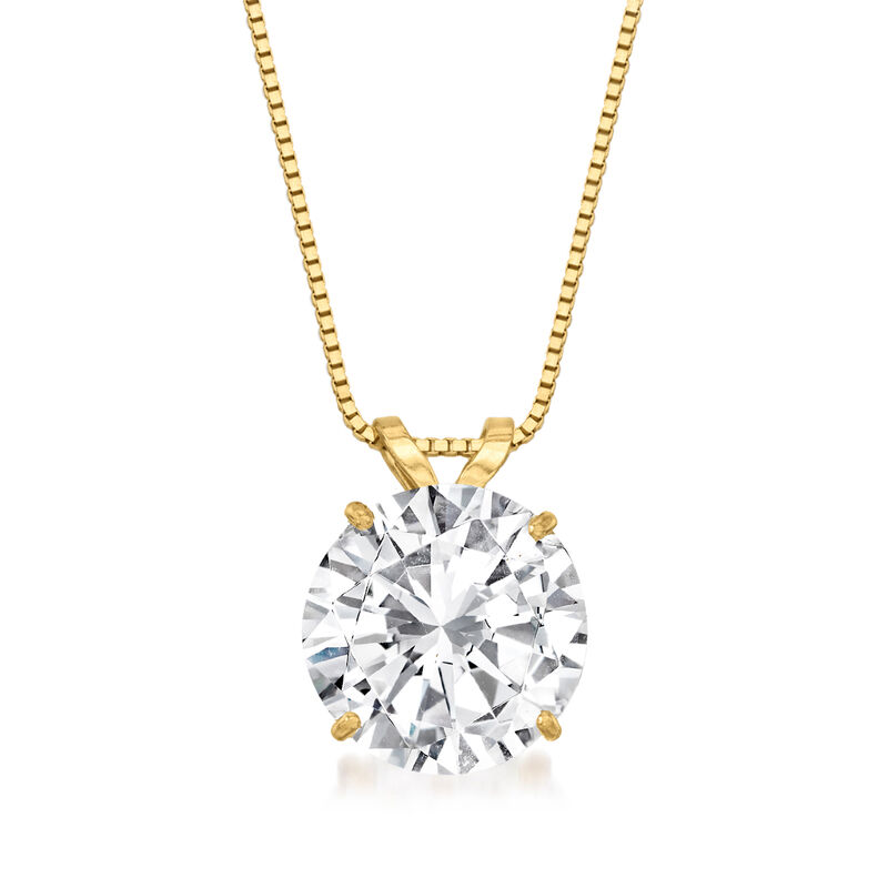 2.50 Carat CZ Solitaire Necklace in 14kt Yellow Gold image number 0