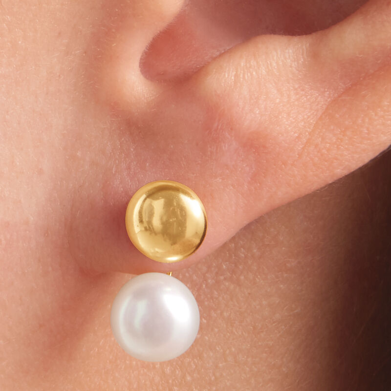8.5mm Cultured Pearl and 14kt Yellow Gold Stud Earrings. image number 4