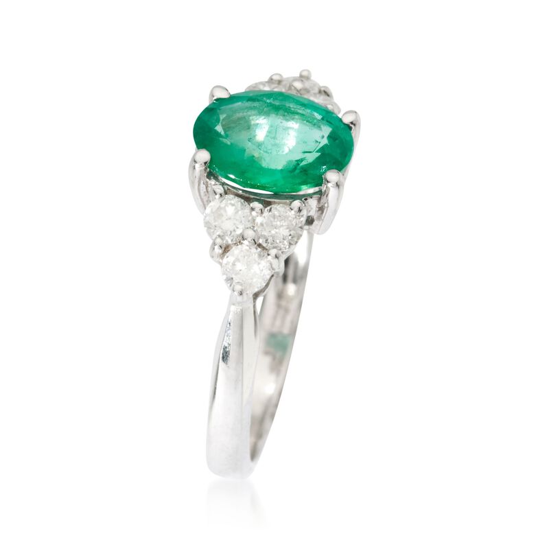 1.70 Carat Emerald and .42 ct. t.w. Diamond Ring in 14kt White Gold image number 1