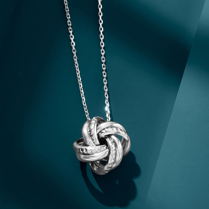 Italian Sterling Silver Love Knot Pendant Necklace image number 4