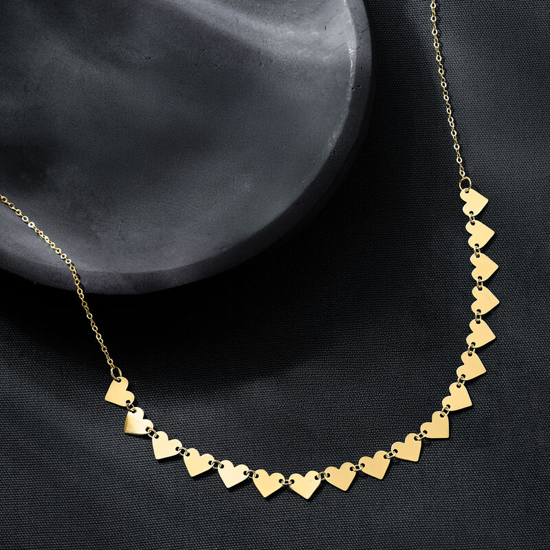 Italian 10kt Yellow Gold Central Heart Station Necklace image number 2
