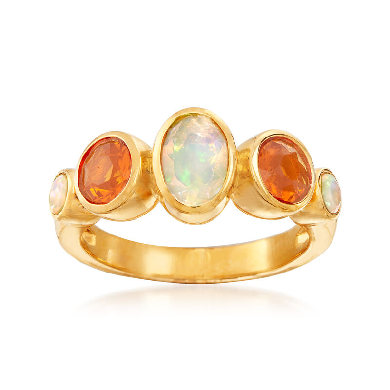 White and Fire Opal Ring in 18kt Gold Over Sterling image number 0