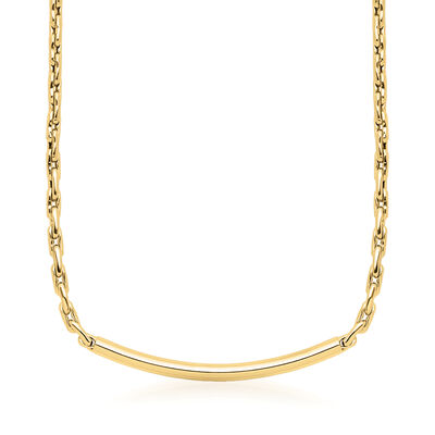 Italian 14kt Yellow Gold Curved Bar Cable-Chain Necklace