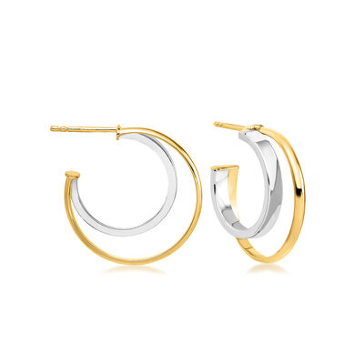 Italian 14kt Two-Tone Gold Double-Hoop Earrings