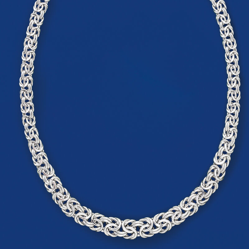 Sterling Silver Graduated Byzantine Necklace image number 5