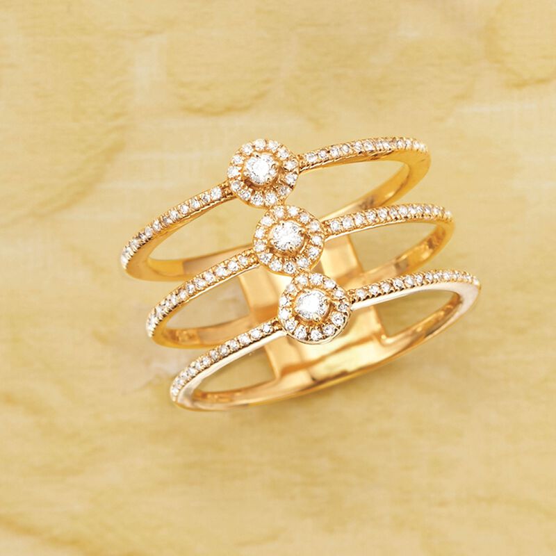 .25 ct. t.w. Diamond Three-Row Ring in 14kt Yellow Gold image number 4