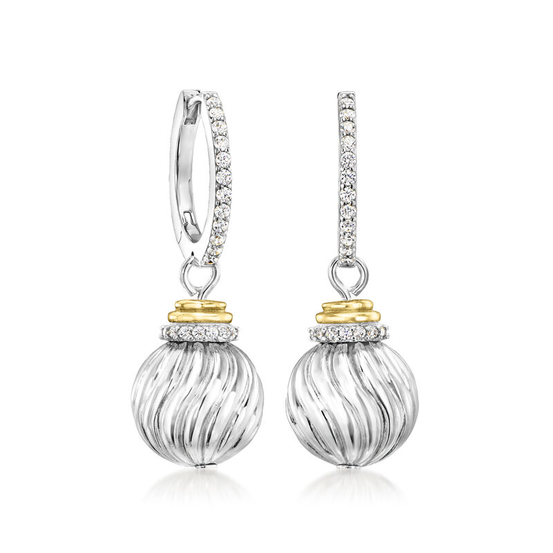 Charles Garnier &quot;Celeste&quot; .40 ct. t.w. CZ Ball Drop Earrings in Sterling Silver with 18kt Gold Over Sterling  image number 0