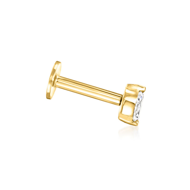 Marquise Lab-Grown Diamond Single Flat-Back Stud Earring in 14kt Yellow Gold image number 2