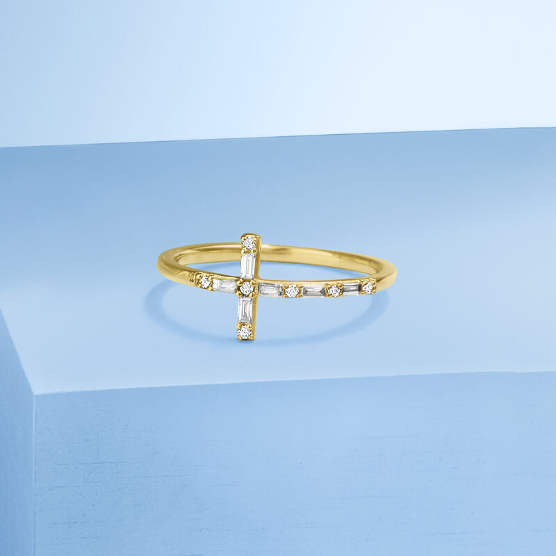 .16 ct. t.w. Diamond Cross Ring in 14kt Yellow Gold image number 4