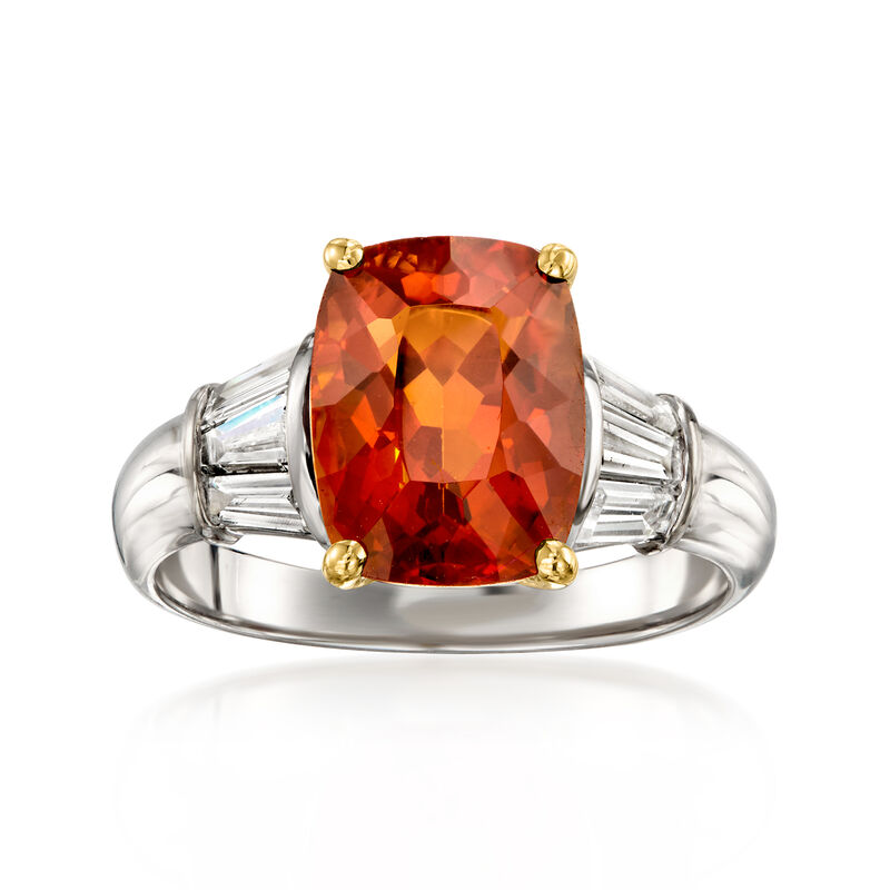 C. 1990 Vintage 3.60 Carat Citrine and .68 ct. t.w. Diamond Ring in 18kt White Gold. Size 8 image number 0