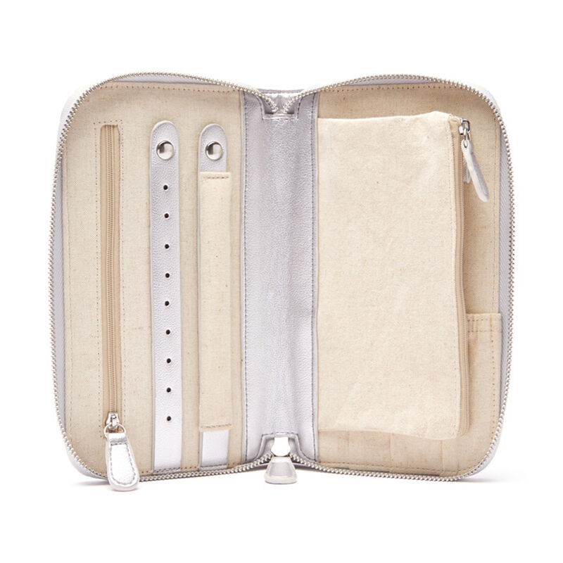 Brouk & Co. "Croft Avenue - Luna" Silver Faux Leather Travel Jewelry Wallet image number 2