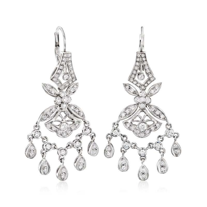 C. 1990 Vintage 2.00 ct. t.w. Diamond Chandelier Earrings in 18kt White Gold  image number 2