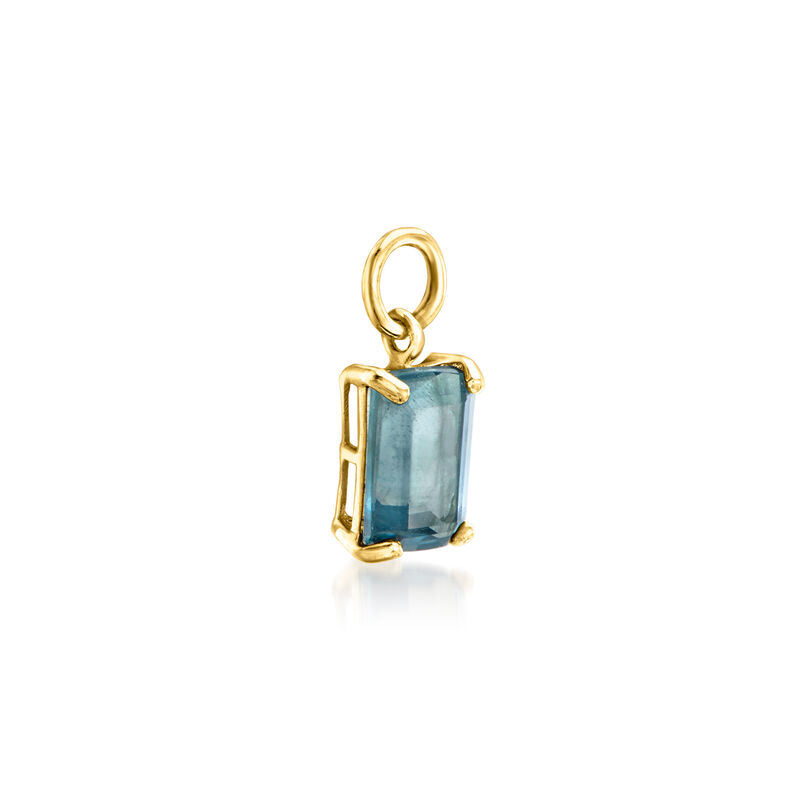 .60 Carat London Blue Topaz Single Hoop Charm in 14kt Yellow Gold image number 3