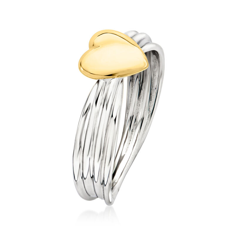 14kt Yellow Gold and Sterling Silver Puffed Heart Ring image number 2