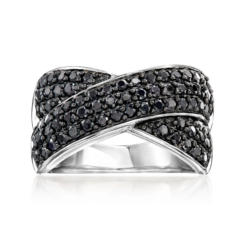 2.10 ct. t.w. Black Spinel Crisscross Ring in Sterling Silver image number 0