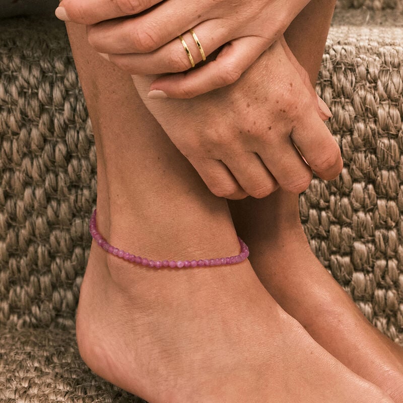 12.00 ct. t.w. Pink Tourmaline Bead Anklet in 18kt Gold Over Sterling. 9" image number 1