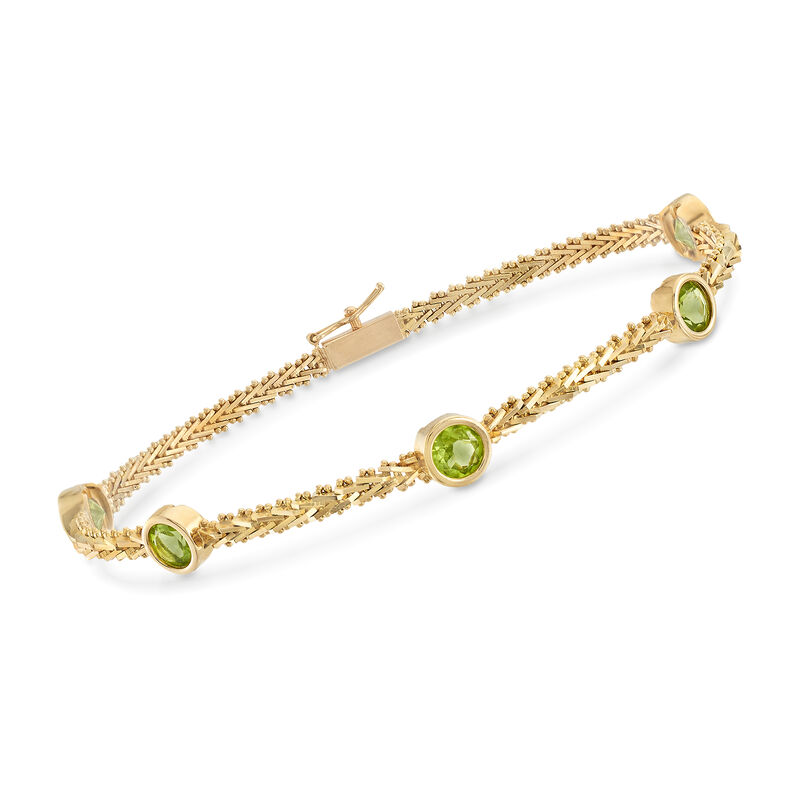C. 1990 Vintage 1.50 ct. t.w. Peridot Station Bracelet in 14kt Yellow Gold image number 0