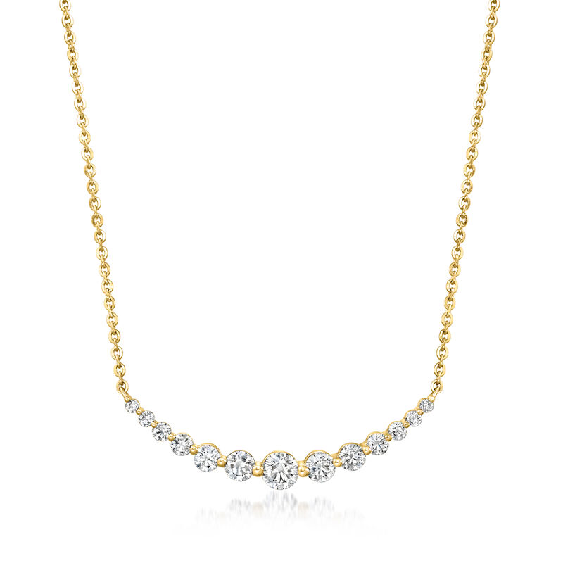 1.00 ct. t.w. Lab-Grown Diamond Curved Bar Necklace in 14kt Yellow Gold. 16&quot; image number 0