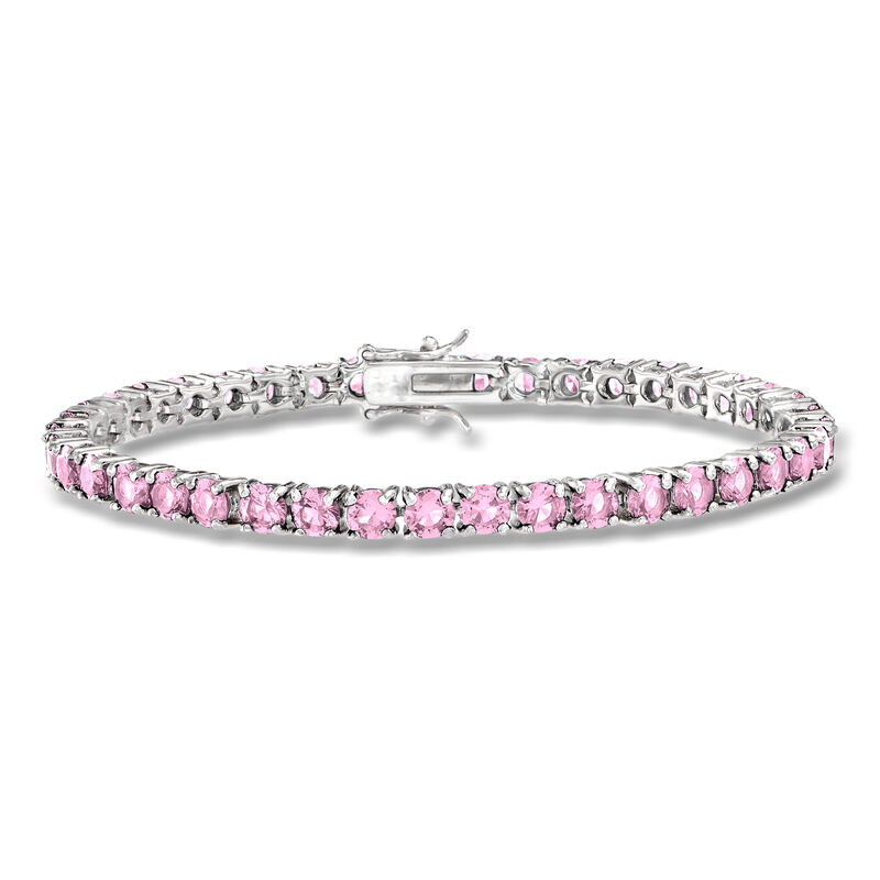 9.25 ct. t.w. Simulated Pink Sapphire Tennis Bracelet in Sterling Silver image number 0