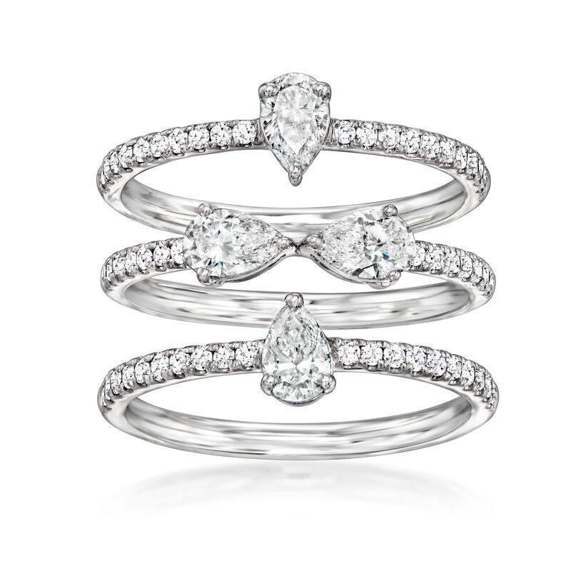 1.50 ct. t.w. Lab-Grown Diamond Jewelry Set: Three Rings in 14kt White Gold. Size 7 image number 7