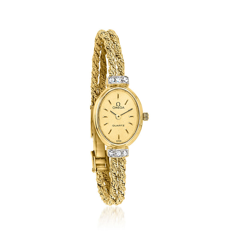 C. 1980 Vintage Omega Women's 15mm 14kt Yellow Gold Watch with .15 ct. t.w. Diamonds. Size 5.75 image number 0