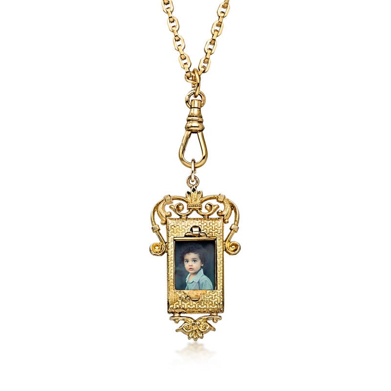 C. 1900 Vintage Gold-Filled Fancy Locket Necklace. 24.25" image number 3
