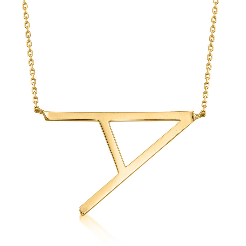 14kt Yellow Gold Sideways Initial Necklace image number 1