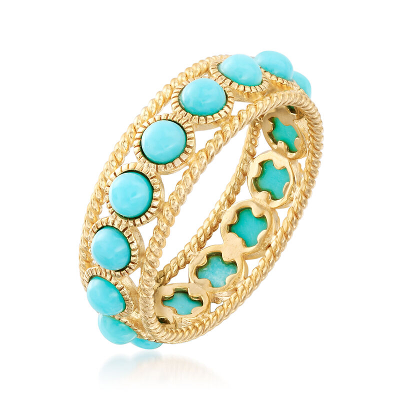 Simulated Turquoise Ring in 18kt Gold Over Sterling Silver image number 2