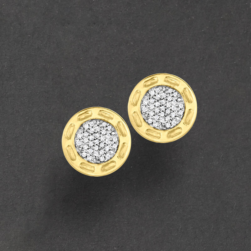 .10 ct. t.w. Diamond Circle Stud Earrings in 18kt Gold Over Sterling image number 2