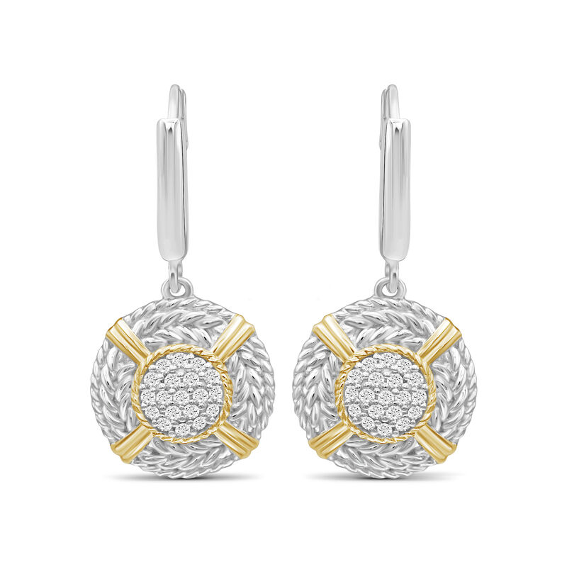 .26 ct. t.w. Diamond Cluster Roped-Frame Drop Earrings in Two-Tone Sterling image number 0