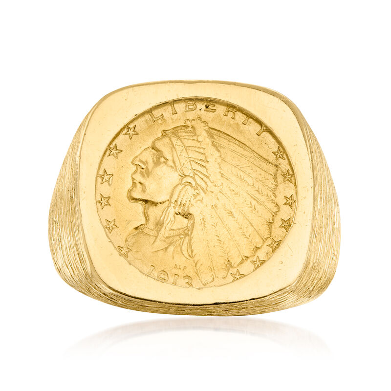 C. 1970 Vintage 14kt and 22kt Yellow Gold Indian Head Coin Ring image number 0