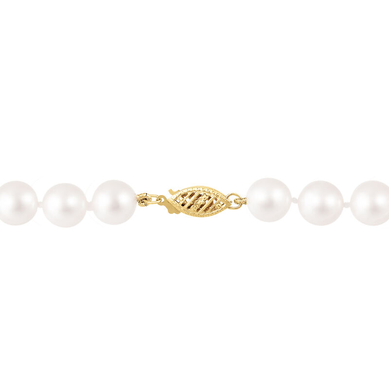 8.5-9mm Hanadama 'AAA' Cultured Akoya Pearl Necklace with 14kt Yellow Gold. 18&quot; image number 1