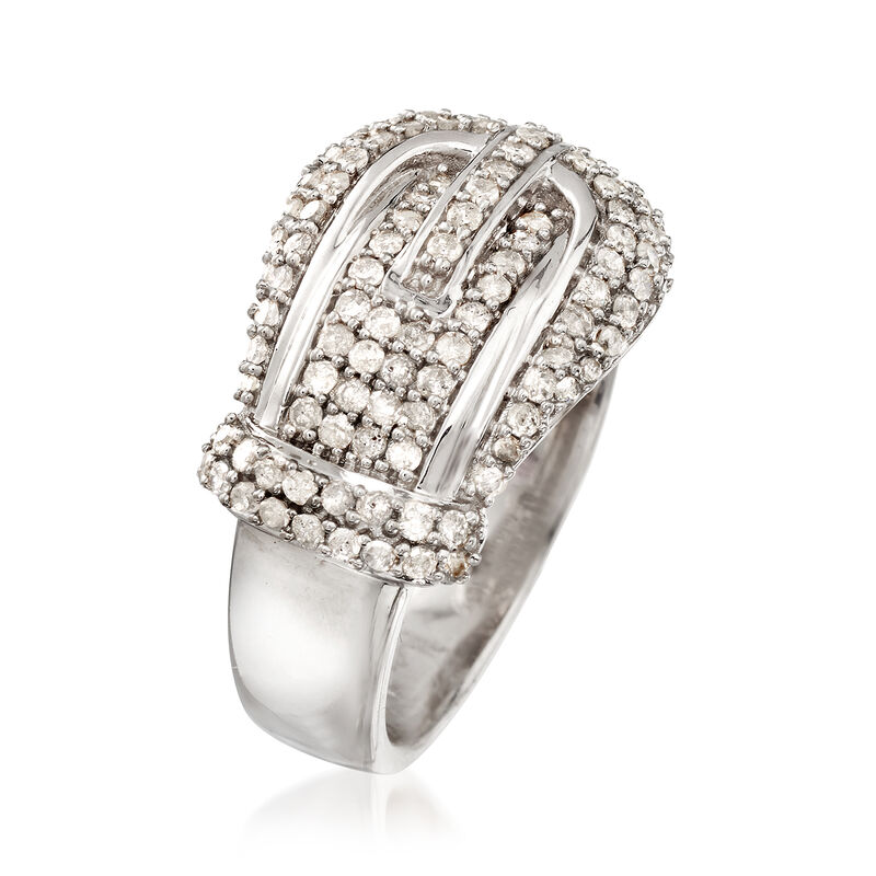 .75 ct. t.w. Diamond Buckle-Style Ring in Sterling Silver image number 2