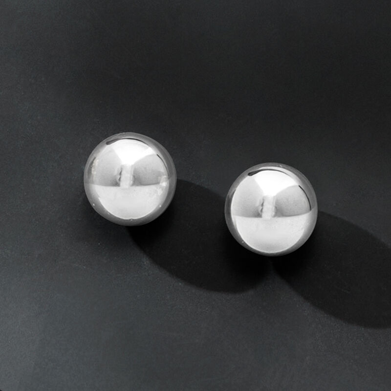 8mm 14kt White Gold Ball Stud Earrings image number 3