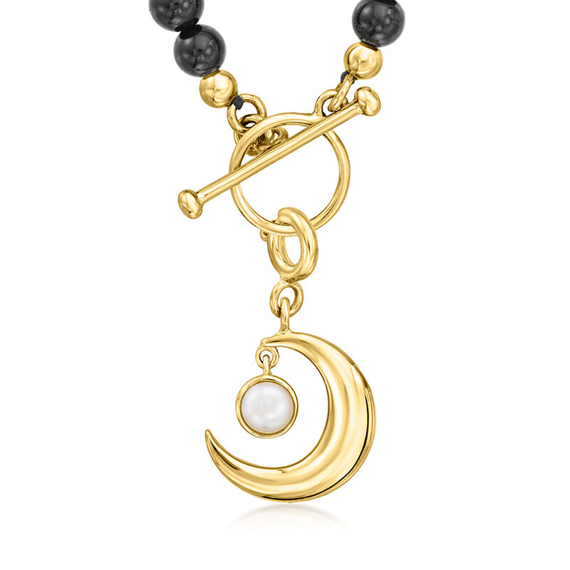4mm Cultured Pearl Moon Charm in 18kt Gold Over Sterling  image number 3