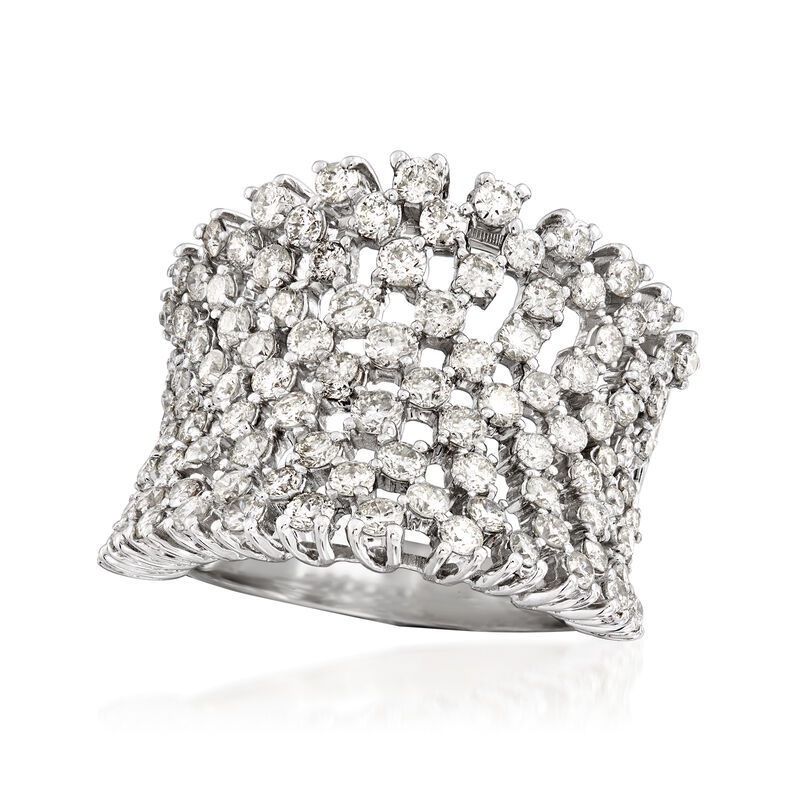 3.00 ct. t.w. Diamond Concave Wide Ring in 18kt White Gold image number 3