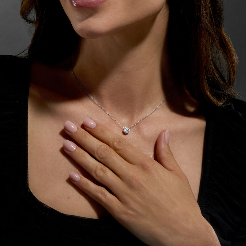 1.00 Carat Bezel-Set Lab-Grown Diamond Necklace in 14kt White Gold image number 4
